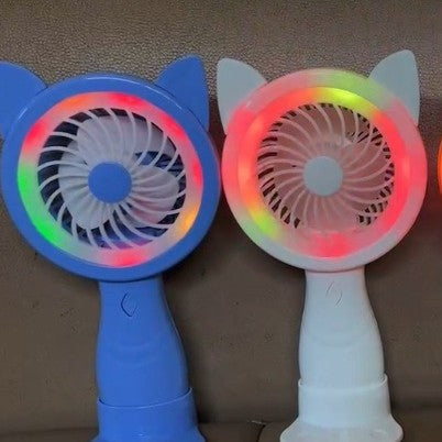 Unisex Portable Hand Fan with Creative Cat Ears and Colorful LED Lights Stornfield
