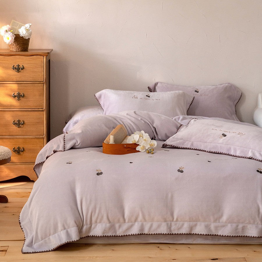 Linen-Blend Pintuck Duvet Cover Set with Matching Pillow Shams