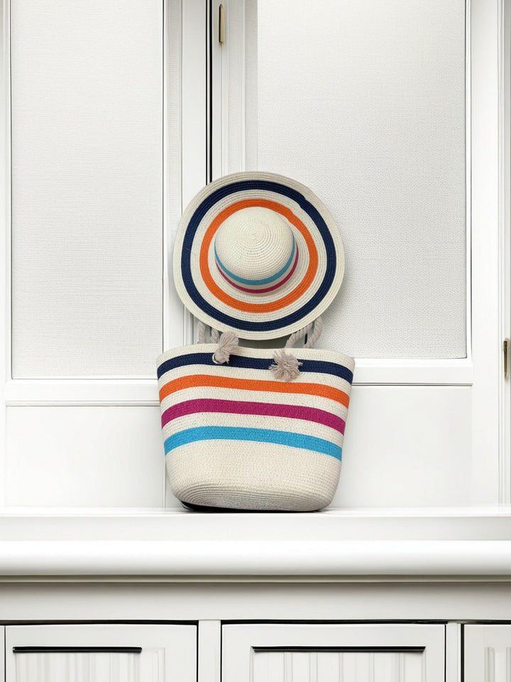 Beach bag with colorful stripes Stornfield