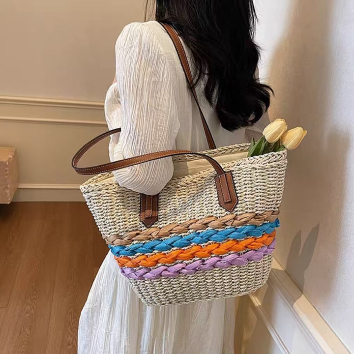 Shoulder bag made of braided material with colorful detail Stornfield