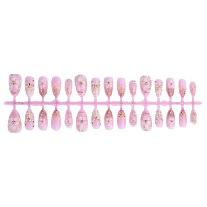 Artificial nail set with luxurious 3D flowers and elegant accents Stornfield