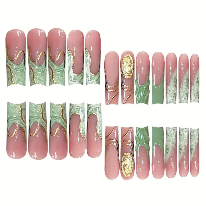 Luxe Marbled Press-On Nail Art Stornfield