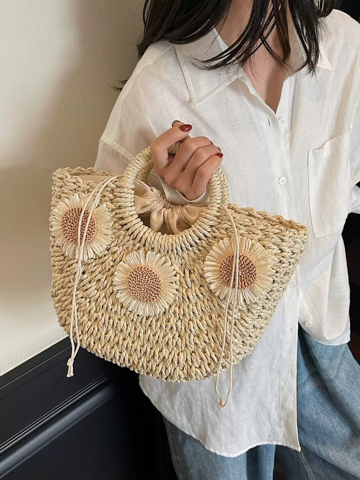 Handbag made of natural material with floral accents Stornfield