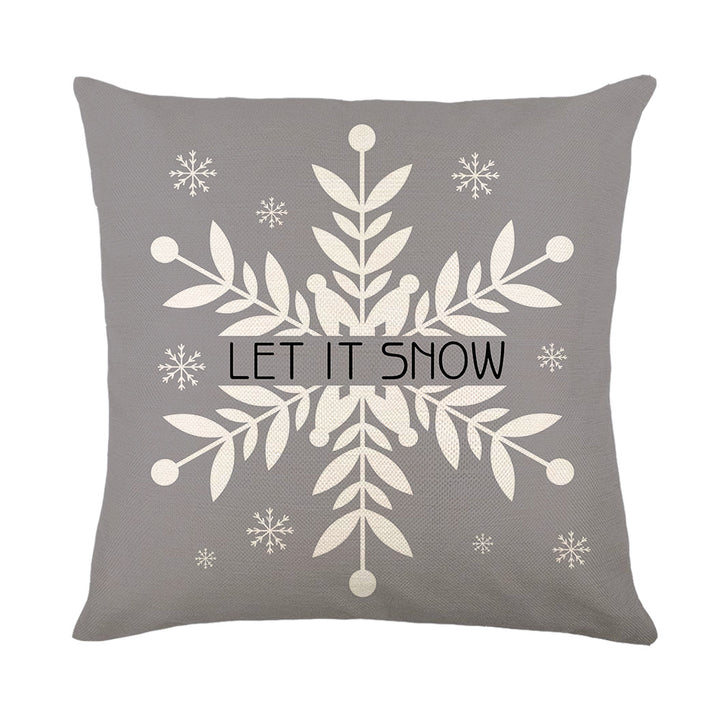 Holiday Linen Throw Pillow Cover with Merry Bright Script and Ribbon Bow Accent