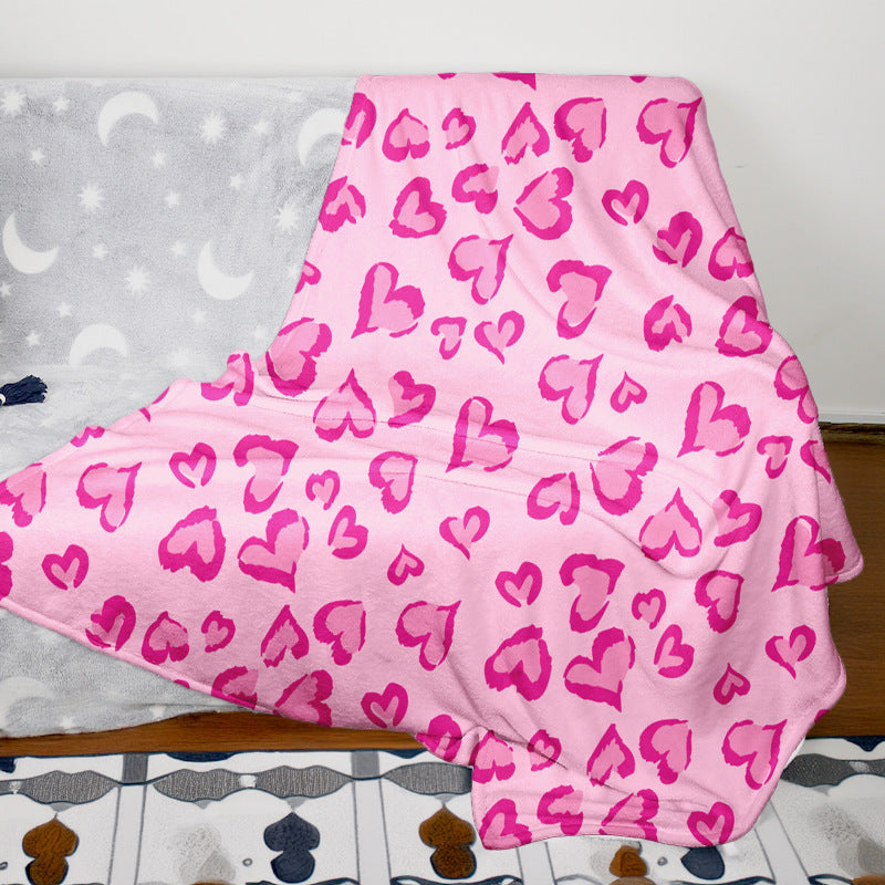 Heart Pattern Fleece Throw Blanket