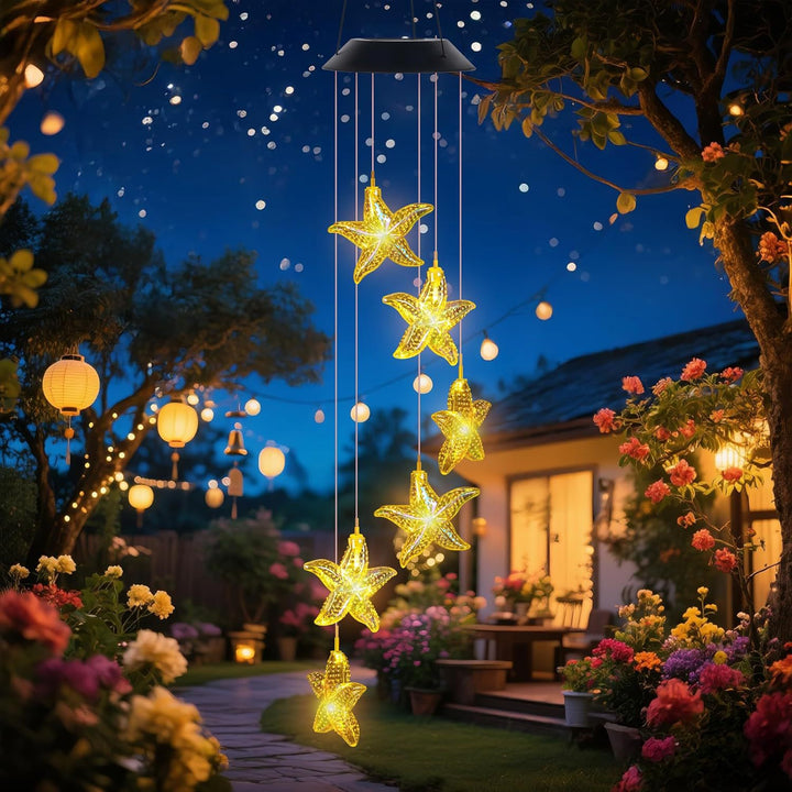Decorative Solar LED Starfish Wind Chime Hanging Garden Light Stornfield