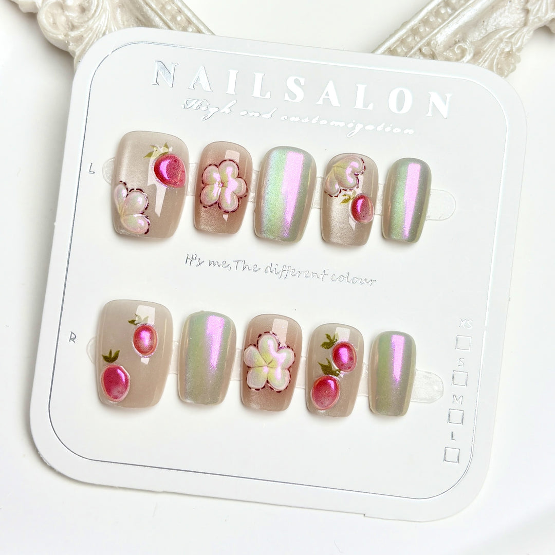 Floral Printed Press-On Nail Set