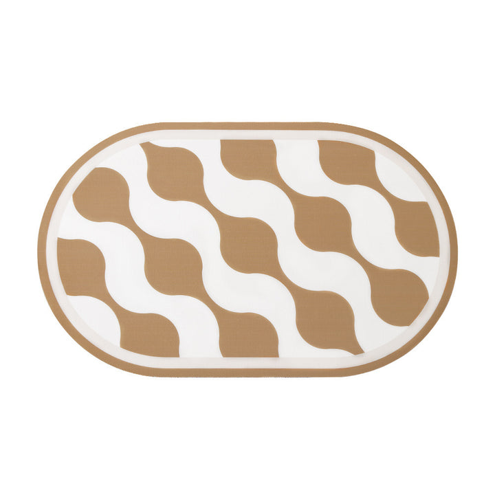 Oval non-slip vinyl mat with fine mosaic print and water-repellent surface Stornfield