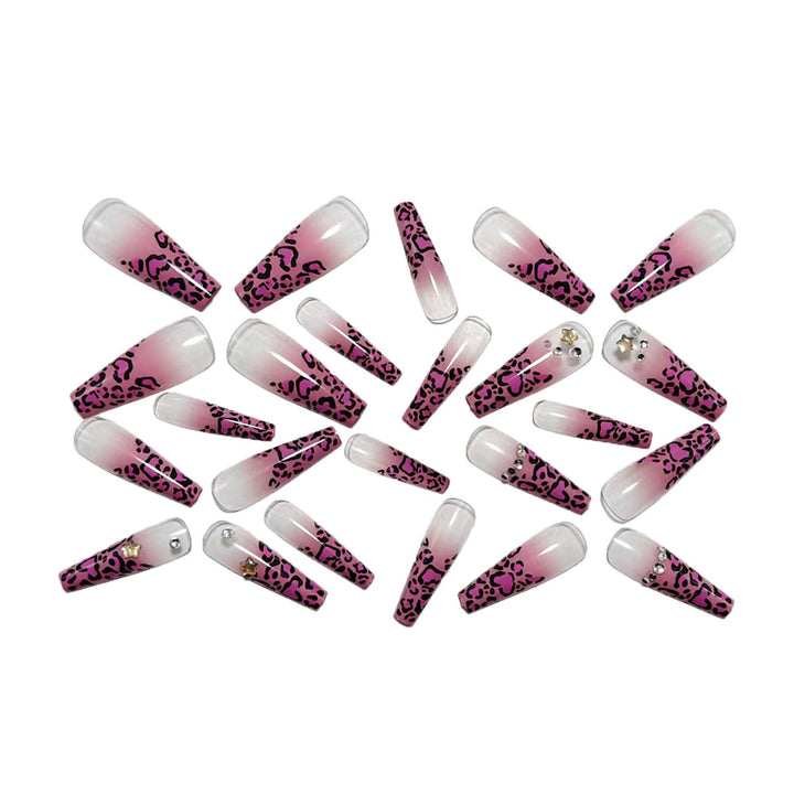 Artificial nails with leopard pattern and rhinestone details Stornfield