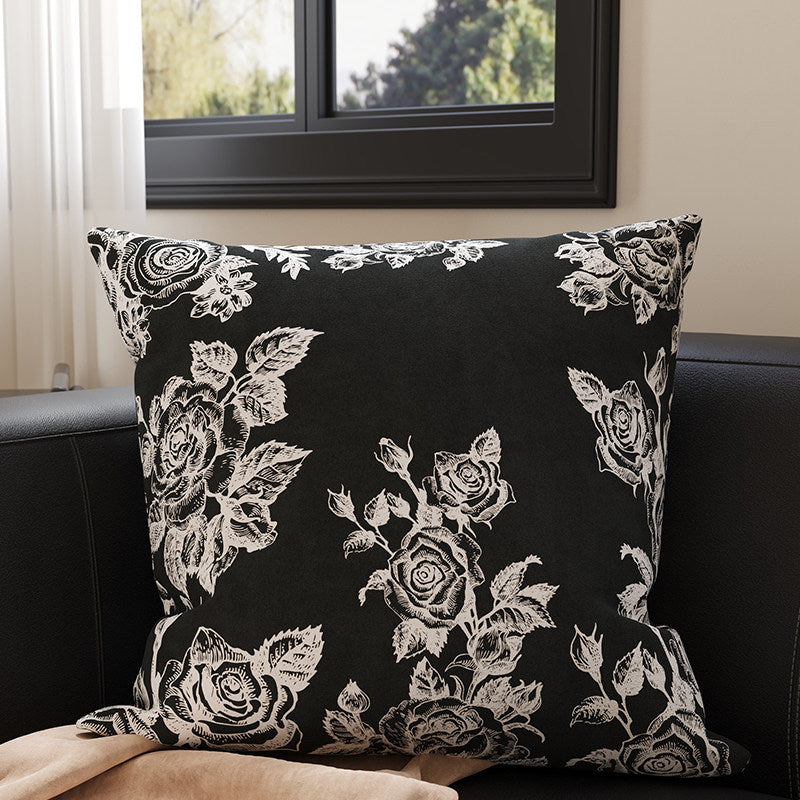 Velvet Bamboo Leaf Square Throw Pillow Cover with Hidden Zipper