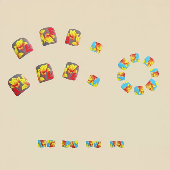 Nail art set with exotic floral design Stornfield