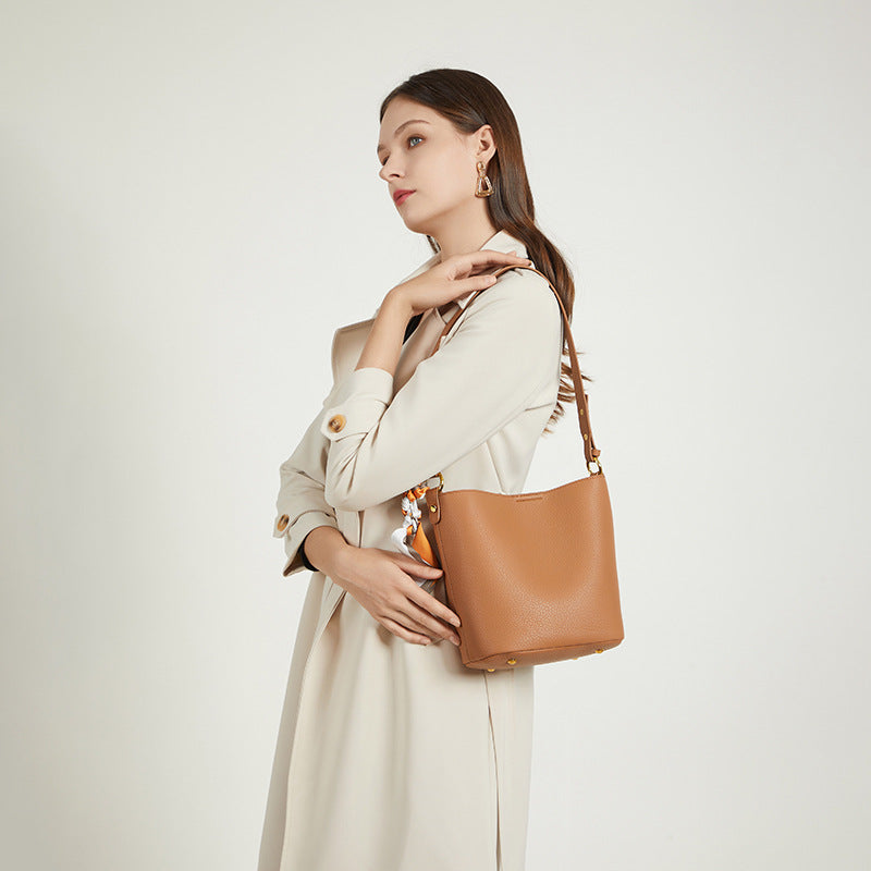 Textured Leather Bucket Bag Stornfield