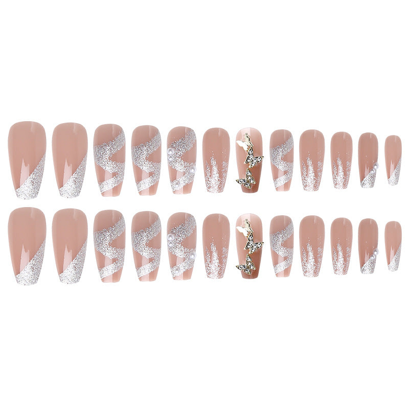 Artificial nail set with sparkling butterflies and glittering decorations Stornfield