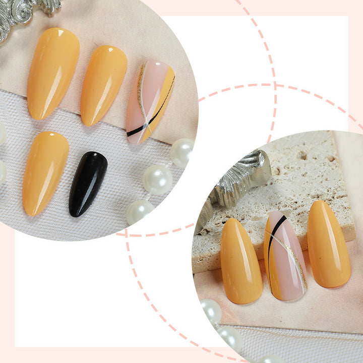 Acrylic Nail Set with Creative Gradient and Elegant Lines Stornfield