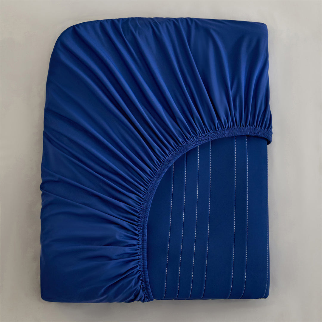 Deep-Pocket Stretch-Fit Mattress Sheet with Microfiber Pinstripe Texture