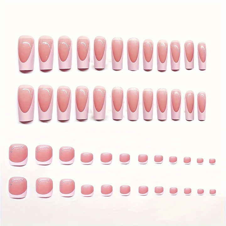 Artistic French Tip Press-On Nail Set with Transparent Design Stornfield