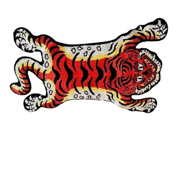 Tiger-Shaped Embroidered Accent Rug