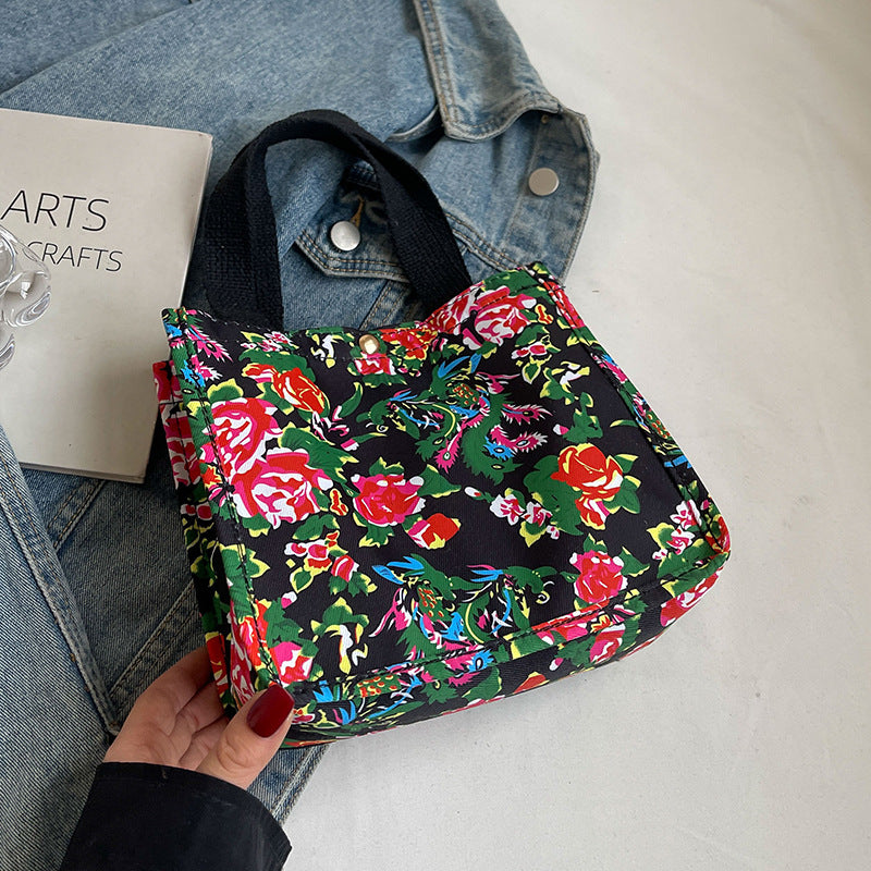 Floral Print Reusable Canvas Tote Bag