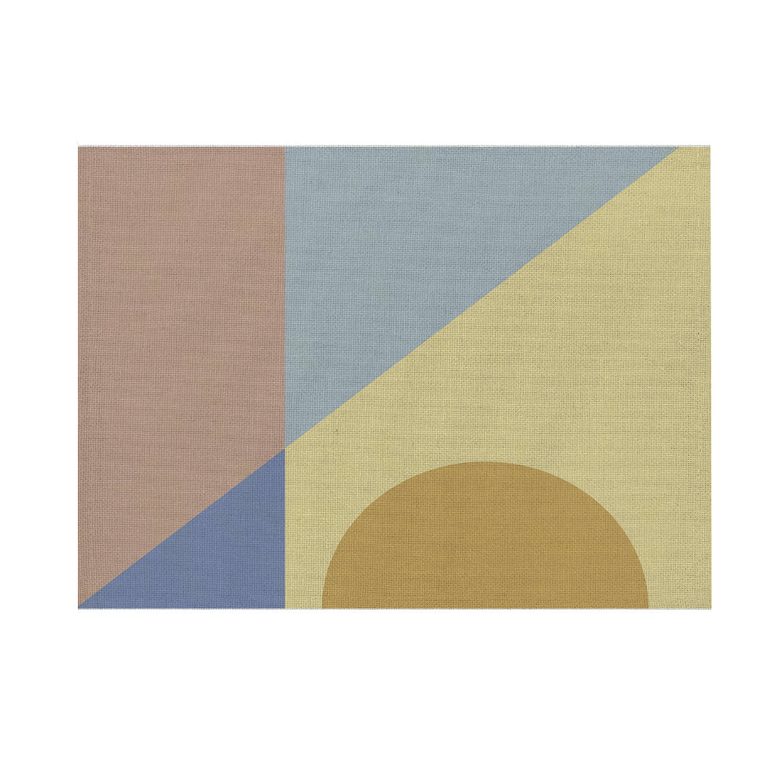Modern Geometric Linen-Texture Canvas Wall Art Print