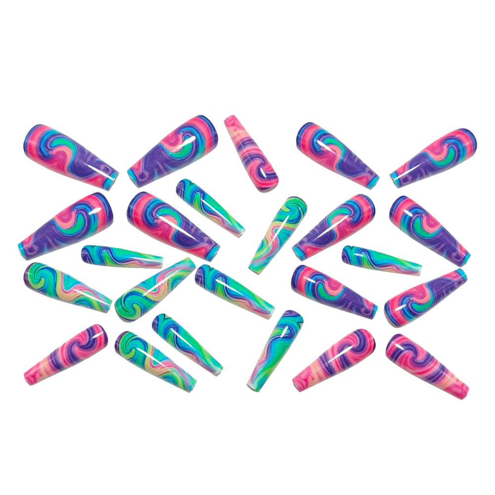 Artificial Nails in Colorful Swirl Design Stornfield