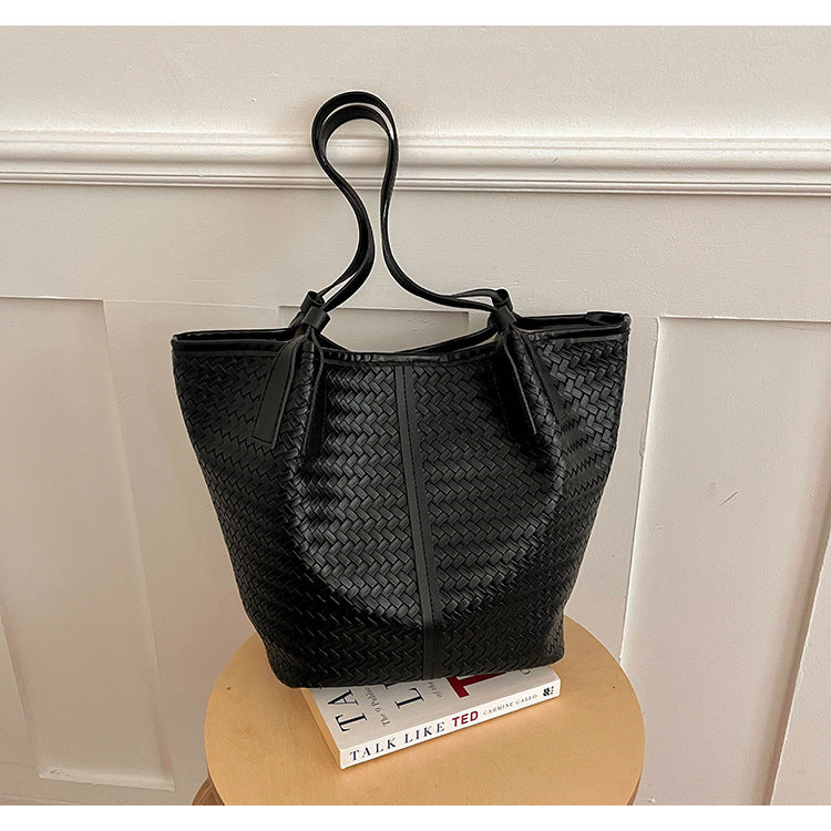 Textured Woven Tote Bag