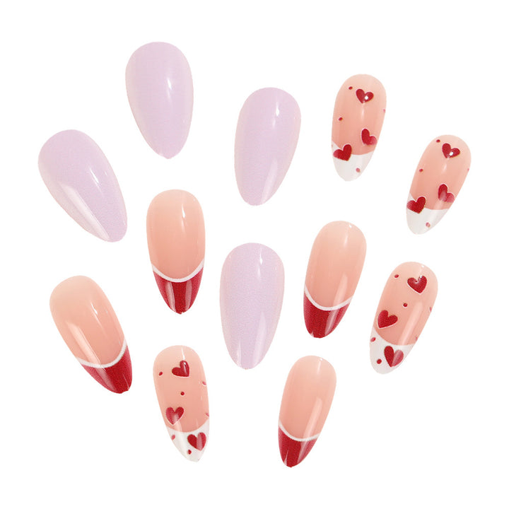 Artificial nails set with romantic heart designs Stornfield