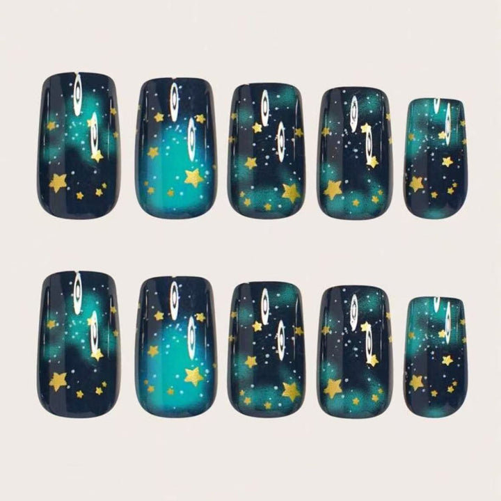 Glitter nail polish with star accents Stornfield