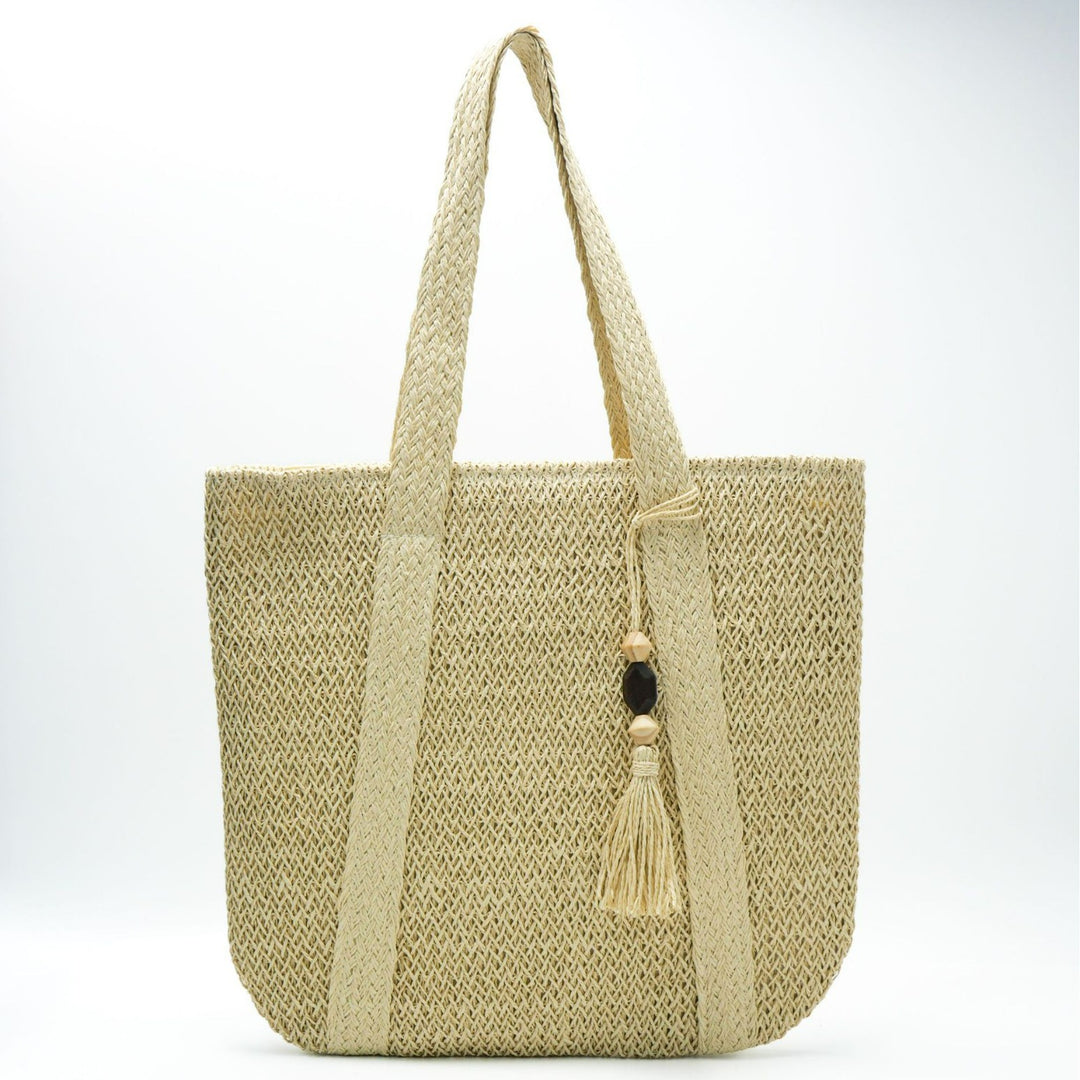 Handbag Made of Natural, Handwoven Straw with Elegant Fringe Stornfield