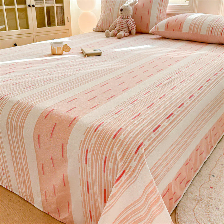 Reversible lightweight bedspread with floral butterfly jacquard texture