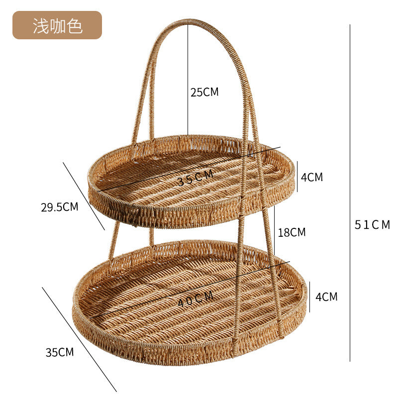 Two-Tiered Woven Storage Display Stand Stornfield