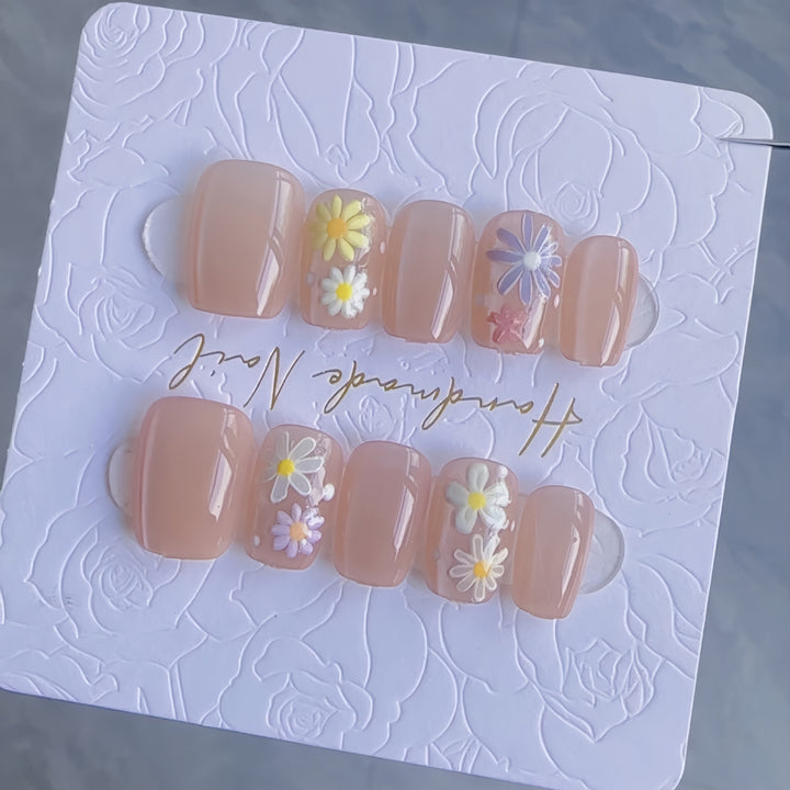 Artistic Floral Press-On Nail Set Stornfield