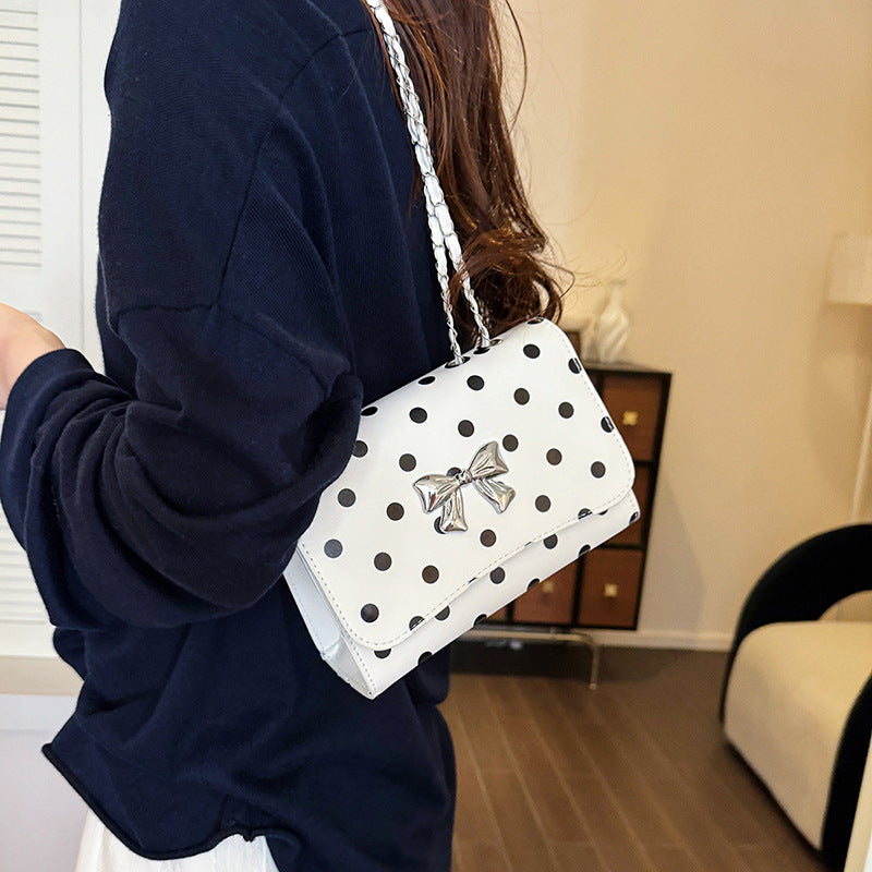 Elegant Polka Dot Crossbody Handbag