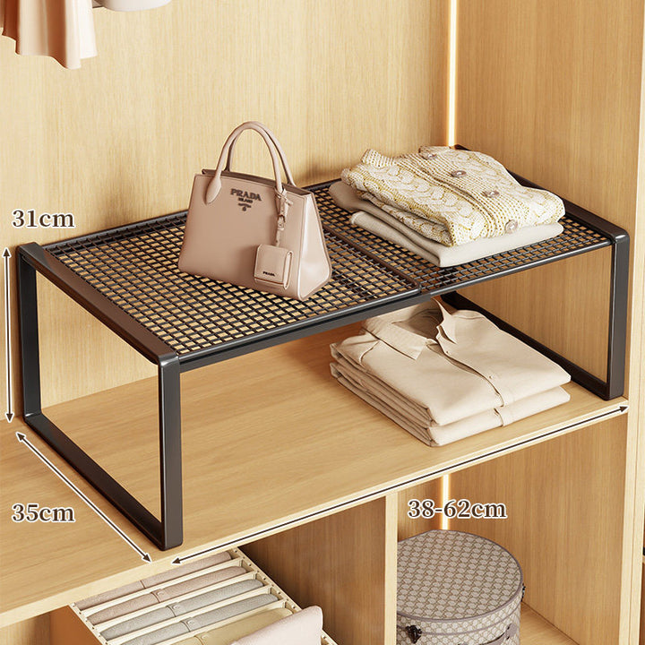Expandable Metal Closet Shelf Riser and Stackable Wardrobe Organizer