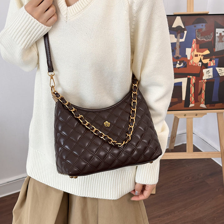 Quilted Chain-Accent Shoulder Bag
