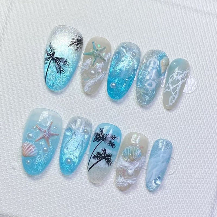 Nail art set with floral patterns and ombre effects Stornfield