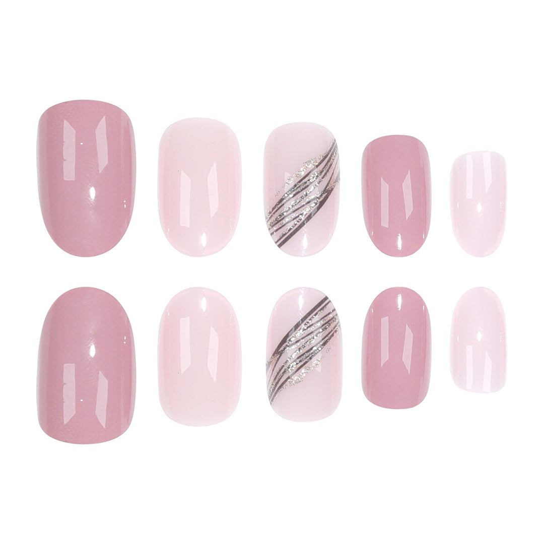 Elegant Long Almond-Shaped Press-On Nails with Gold Accents Stornfield