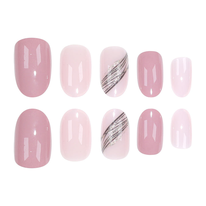 Elegant Long Almond-Shaped Press-On Nails with Gold Accents Stornfield