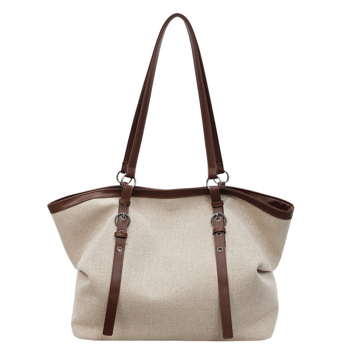 Versatile Canvas Tote Bag with Leather Accents
