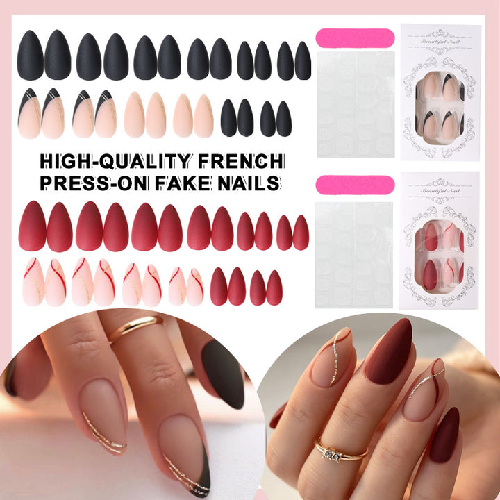 Elegant French Tip Press-On Nail Set Stornfield