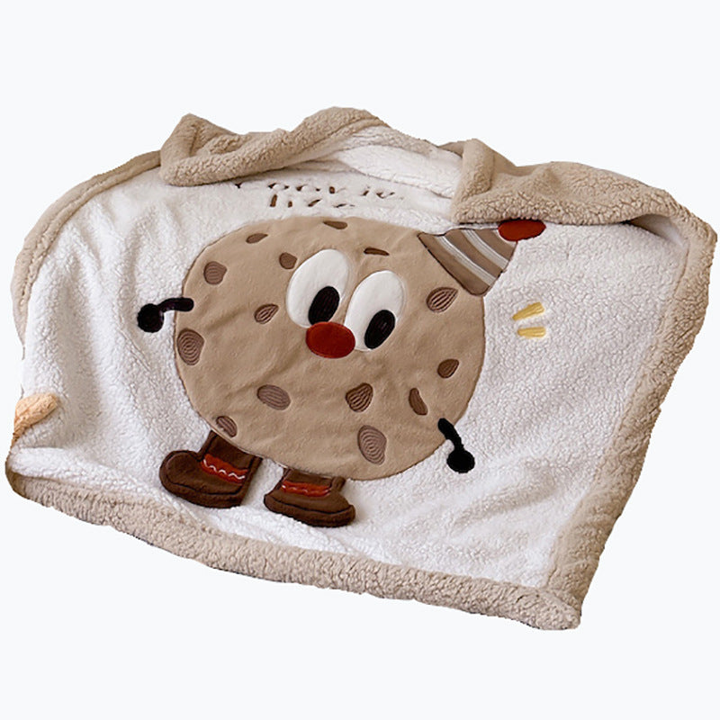 Cozy Christmas throw blanket with appliquéd Christmas tree motif and Sherpa lining