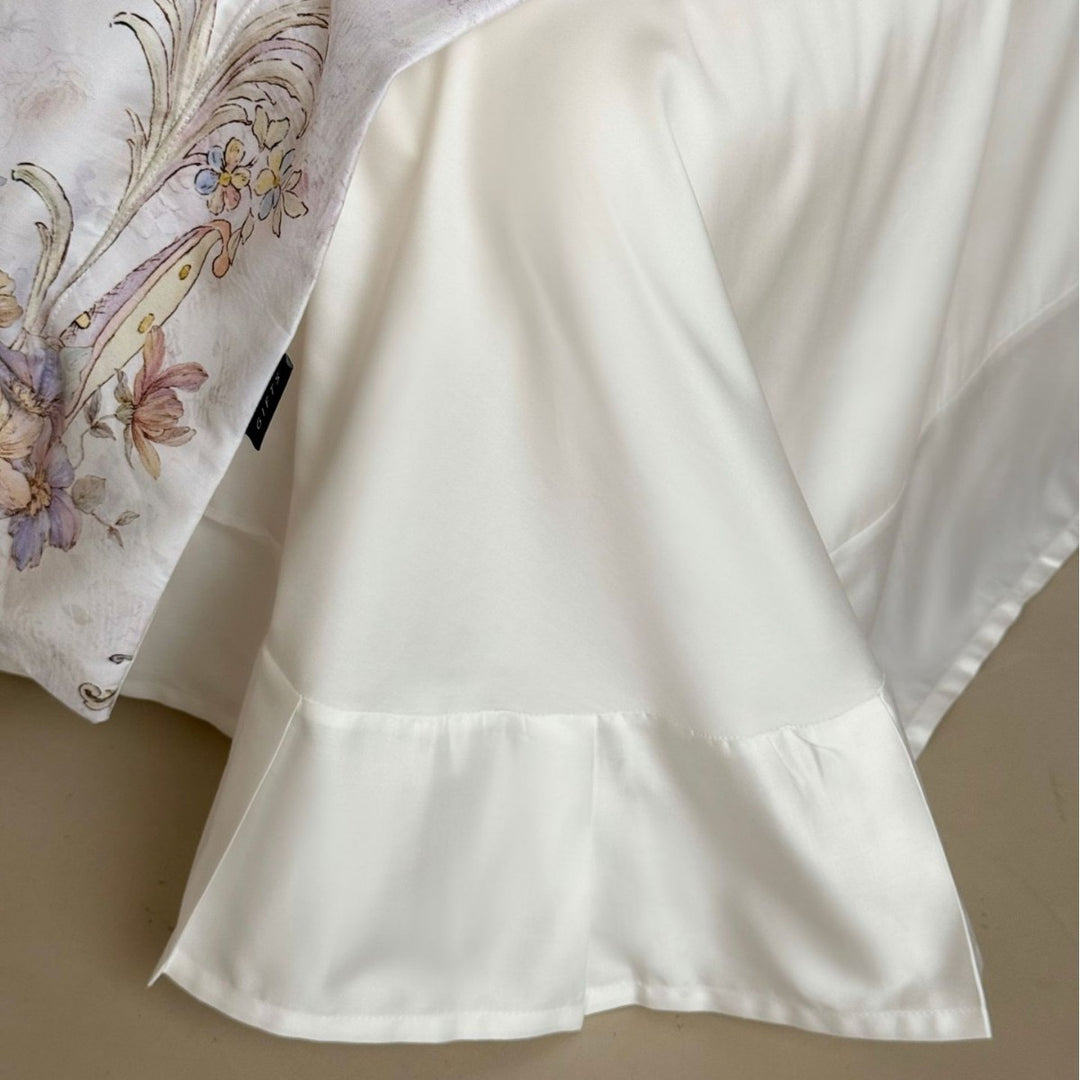 Vintage Floral Cotton Sateen Duvet Cover Set with Reversible Print and Envelope Closure