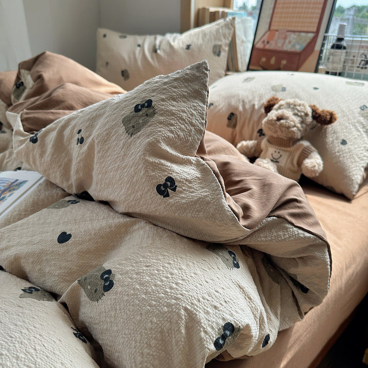 Playful Cartoon Dog Themed Bedding Set