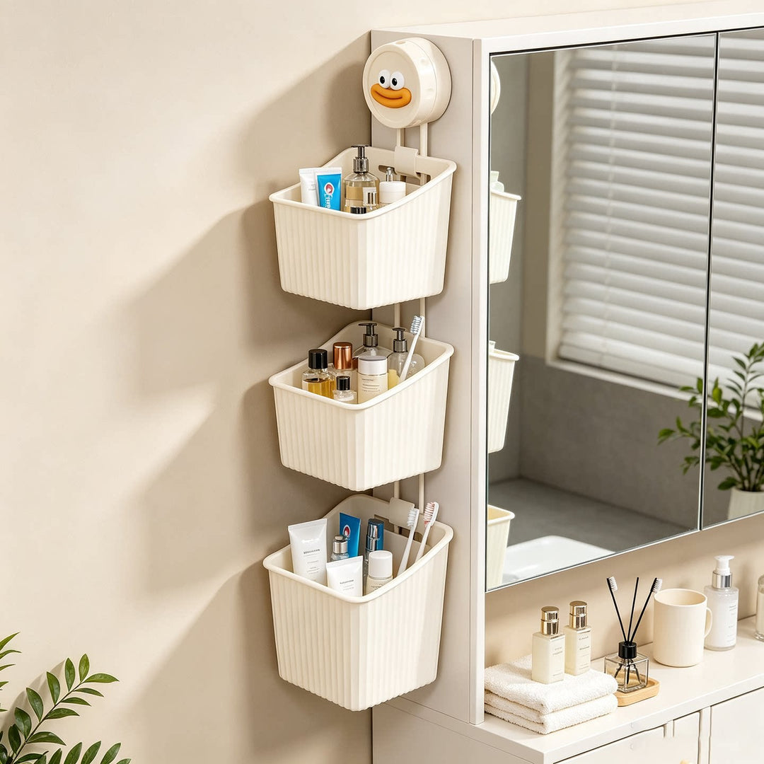 Magnetic Triple-Tier Refrigerator Door Hanging Storage Baskets