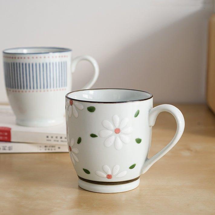 Japanese Nature Themed Ceramic Glazed Hand-Painted Tea Cups | Stornfield