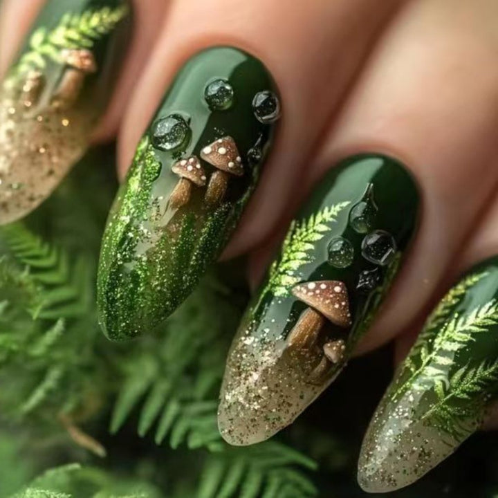 Elegant artificial nails with botanical design Stornfield