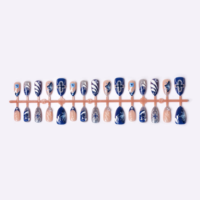 Artistic Floral Press-On Nail Tips Set Stornfield