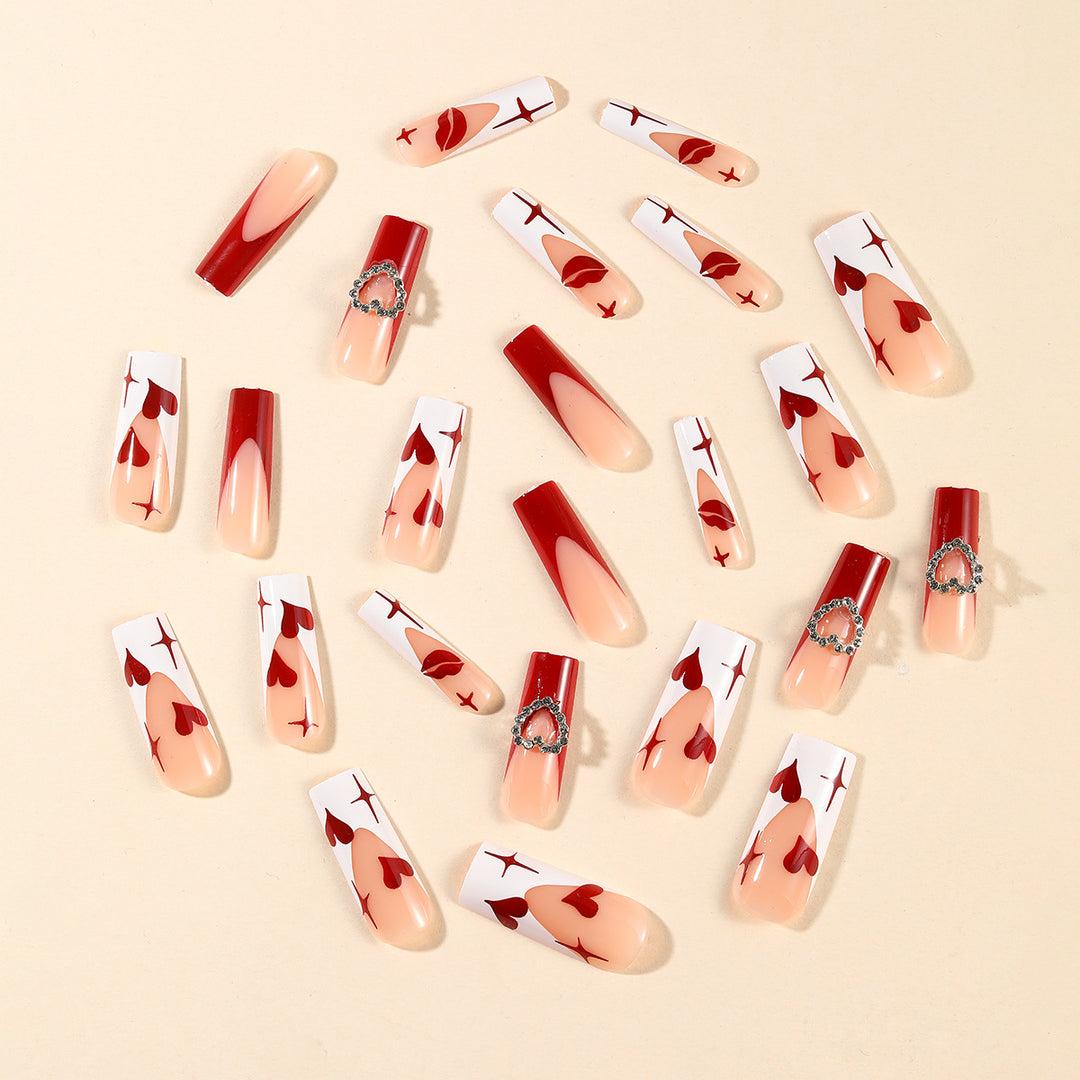 Heart-Design Acrylic Nail Art Extensions Stornfield