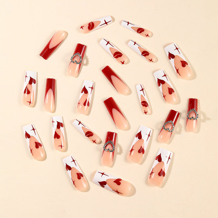 Heart-Design Acrylic Nail Art Extensions Stornfield