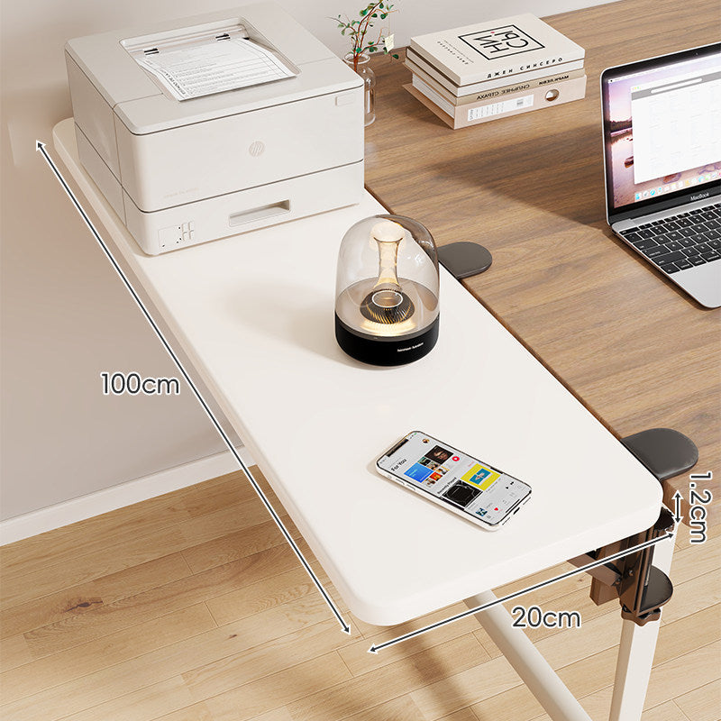 Clamp-On Adjustable Wooden Desk Side Shelf Extension with Foldable Bracket