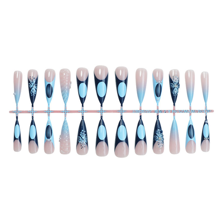 Decorative Press-On Nail Art Set with Elegant Ombre and Floral Designs Stornfield